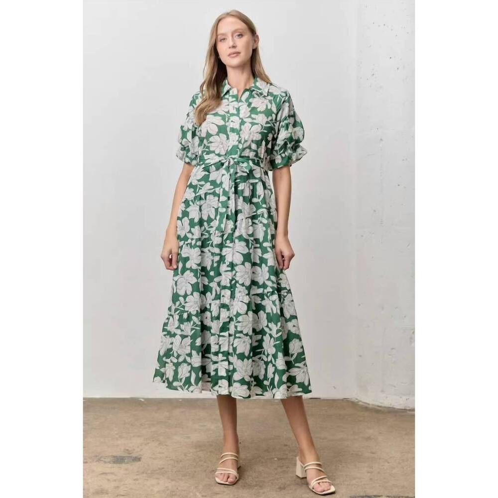 NEW POLAGRAM eugenie dress in green